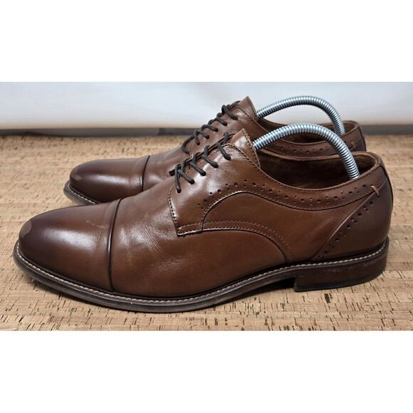 Stacy Adams Maddox Mens 10W Brown Leather Brogue Casual Dress  Oxfords Shoes‎ - Picture 2 of 11